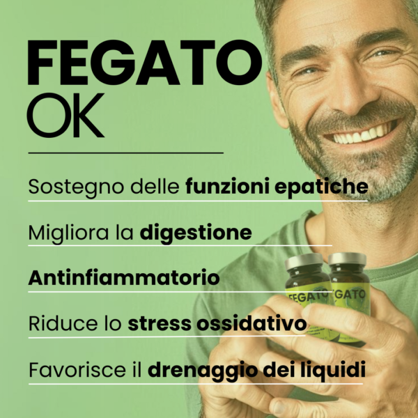 benefici integratore fegato ok: sostegno delle funzioni epatiche, migliora la digestione, antinfiammatorio, riduce lo stress ossidativo, favorisce il drenaggio dei liquidi